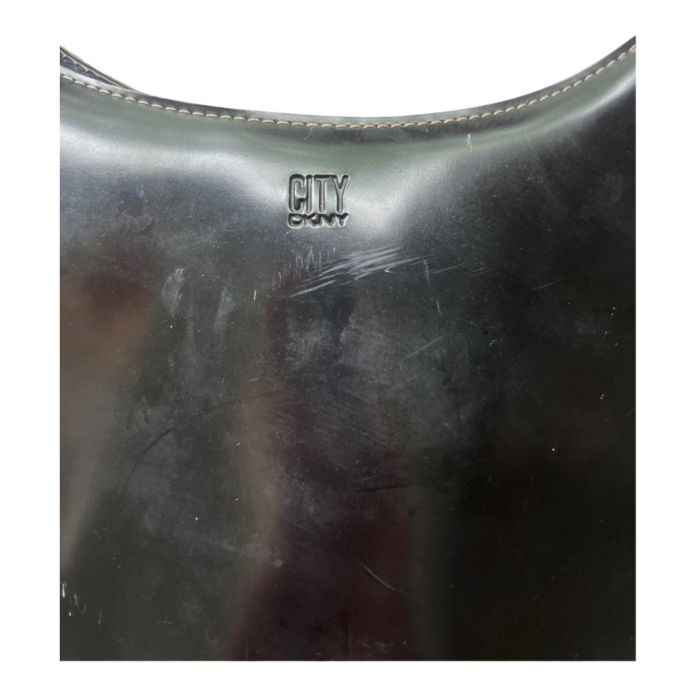 Vintage Y2K DNKY Faux Patent Leather Black Shoulder Bag - Picture 2 of 4